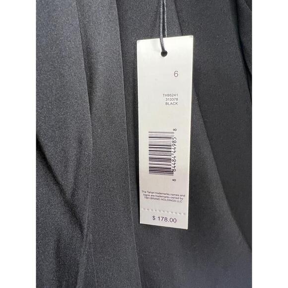 T TAHARI Womens Black Blazer Size 6 Gold Embossed Buttons Classy Jacket - Picture 4 of 10